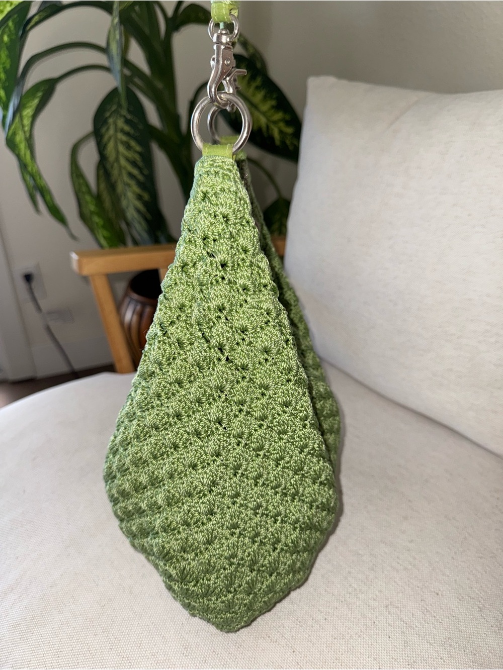 The Sak Granny Crochet Sage Green Slouchy Hobo Woven Bag Women’s Shoulder Purse - Picture 10 of 16